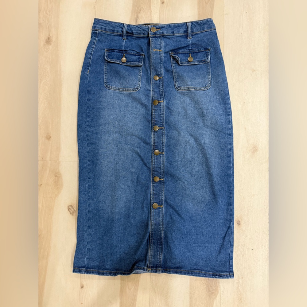 Baccini Women's denim maxi/midi skirt
